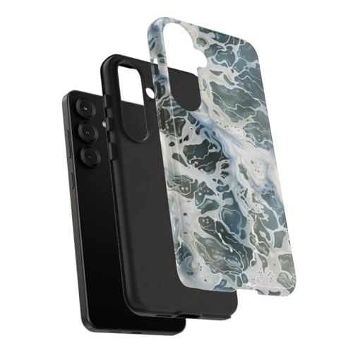 Coque rigide brillante Samsung S25 Plus motif surface d'eau écume bleue - 4
