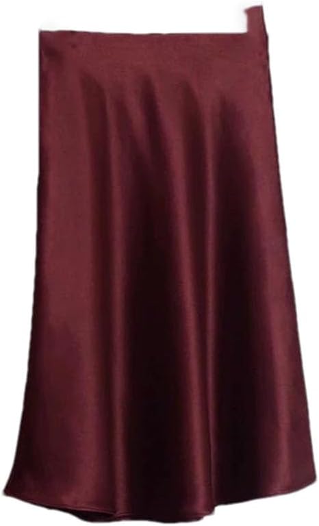 Women A-Line Skirt High Waist Long Satin Skirts