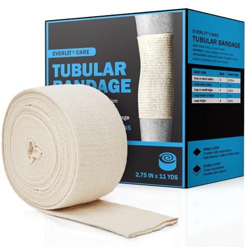 Image of EVERLIT Elasticated Tubular Support Bandage | Stockinette Tubing for Large Arm, Knees, Legs | Light to Moderate Compression Bandage Roll For Tissue Support (Size C | 2.75 inch x 11 yd)