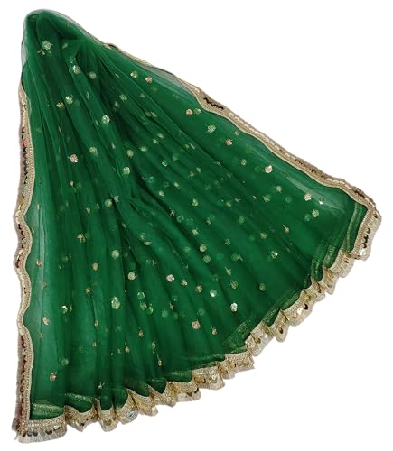 Image of Navti Creations Women's Lightweight Net Dupatta With Sequence Embroidery & Kiran Border (Length 2.25m)