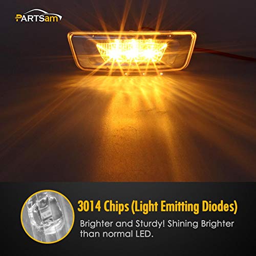 Partsam 2Pcs Replacement For Kenworth T680 T880 And Peterbilt 576 Led Side Marker Turn Signal Lights Assemblies Amber Clear Lens 3-3014-Smd Sealed Led Rectangular Cab Roof Marker Lights Lamps Lh&Rh #TOP1