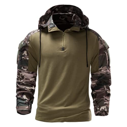 Veste de combat militaire pour homme - Sweat à capuche tactique pour homme - Sweat à capuche à motif camouflage - Haut à manches longues - Sweat à capuche décontracté pour homme, c-vert, XL