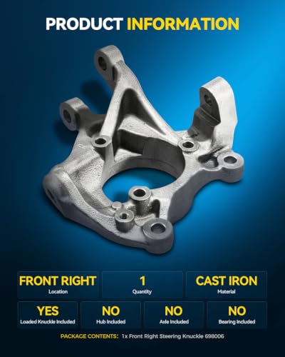 Image of PHILTOP Front Steering Knuckle Compatible with Jeep Wrangler 2007-2017, Jeep Wrangler JK 2018,Passenger Side 698006