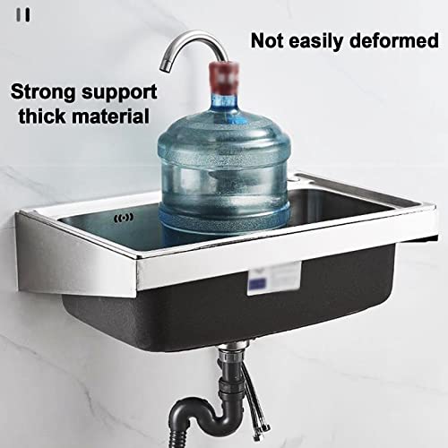 Outdoor Commercial Garage Sink，Wall-Mounted 1 Compartment，Indoor Laundry Sink，Kitchen Stainless Steel Sink，Industrial Sink，Utility Washing Hand Basin (Size : 38 * 32+Cold Faucet) #TOP3