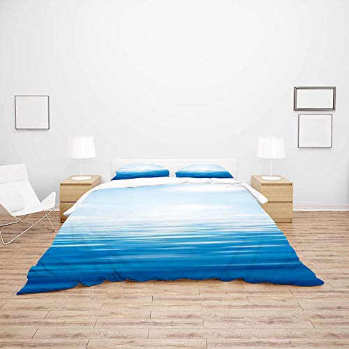 Parure de lit de qualité supérieure bleu ciel 3 pièces en microfibre fine - 4