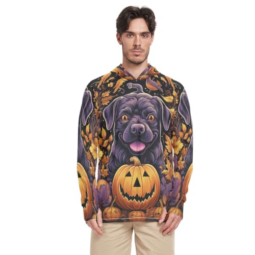 T-Shirt Homme Rash Guard Chien Citrouille Automne Maillot Manches Longues UPF 50+