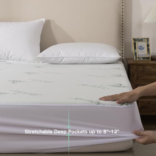 Image of WhatsBedding Mattress Topper Cover Queen Size (Only Cover), Breathable Viscose Made from Bamboo, Mattress Protector