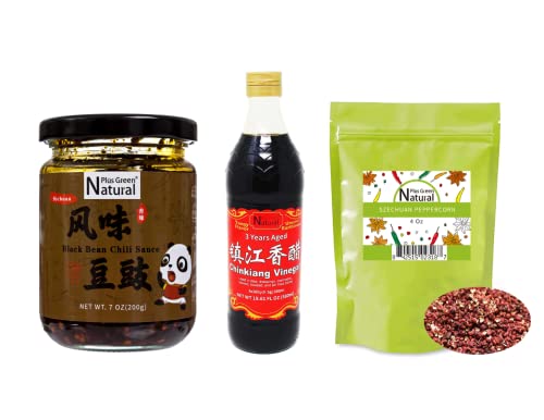 Black Bean Chili Sauce 7Oz, Chinkiang Vinegar 19.61 Fl Oz, Sichuan Peppercorn 4Oz #TOP8