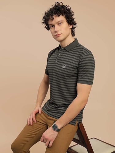 Image of Lux Nitro Men's Striped Polo T-Shirt | Cotton Blend Half Sleeve Collared T-Shirt for Man | Regular Fit Casual Wear