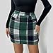 Flannel Wool Plaid Mini Skirt for Women Vintage High Waisted Stretchy Bodycon Business Casual Pencil Skirts Fall Skirt