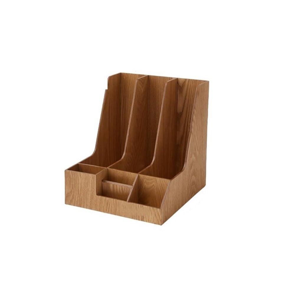J9V4G6S3B5 Desktop File Rack 3 Vertical Compartments Rack Desk File Organizer for Paper Magazine Literature Documents(Natural)