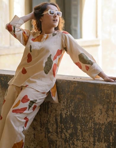 Image of FABNEX Stylish Printed Cotton Blend Co Ord Set for Women || Casual & Festive Indo-Western Outfit (K 125-127)