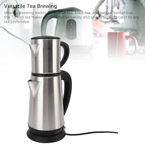 Tetera eléctrica turca de acero inoxidable con doble jarra de 1L y 2L 220V 3