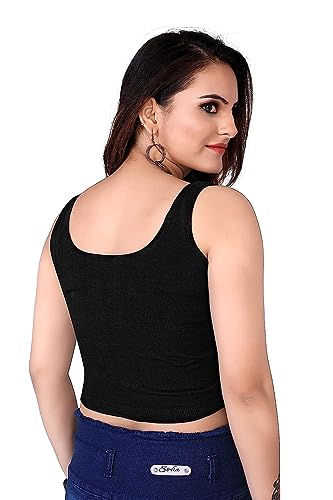 Image of Women's & Girl's Plain Black & White Tank Tops Crop Top (Set of 2)