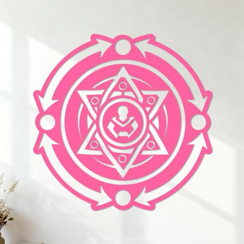Image of Vinyl Art Sticker Reincarnation Symbol icon in Filled Style 54.6x55.4cm Store Decoration Pink