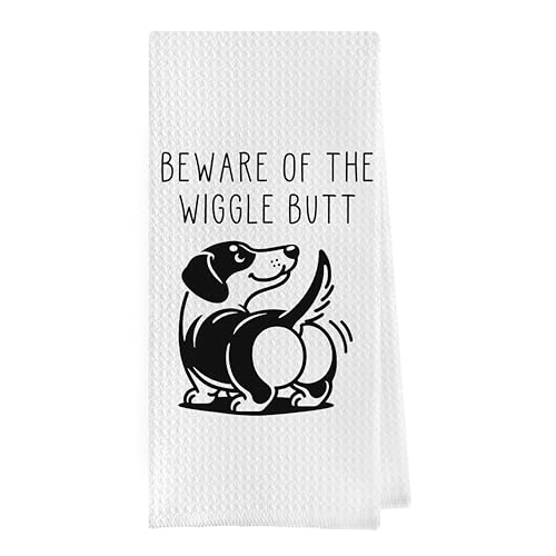 Geqtt Divertidos paños de cocina con diseño de perro salchicha, regalos decorativos para perros salchicha, toallas de cocina decorativas de tejido gofre, toalla de mano para perros salchicha, paño de