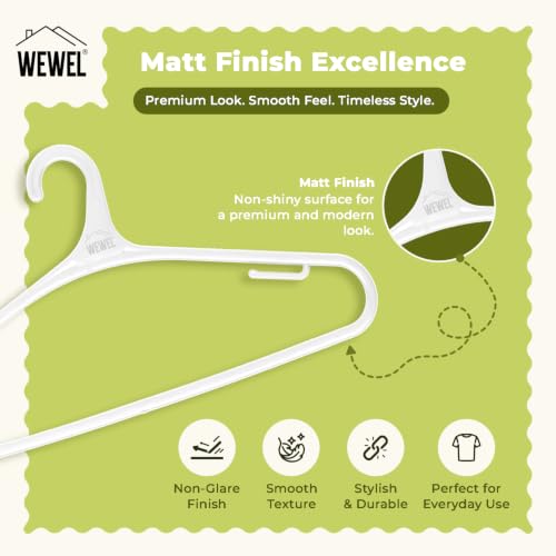 Image of WEWEL 40 Pcs Premium Hangers for Hanging Clothes (Matt Finish)(Bendless Design)(White | 40)