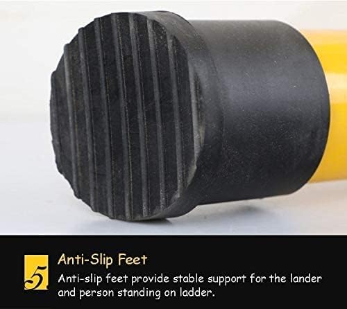 Lightweight 4M Fiberglass Extension Ladder with Hook Non-Conductive Stepladder for Roofs & Walls Compact Design with Finger Protection - Safe & Durable for Outdoor Use