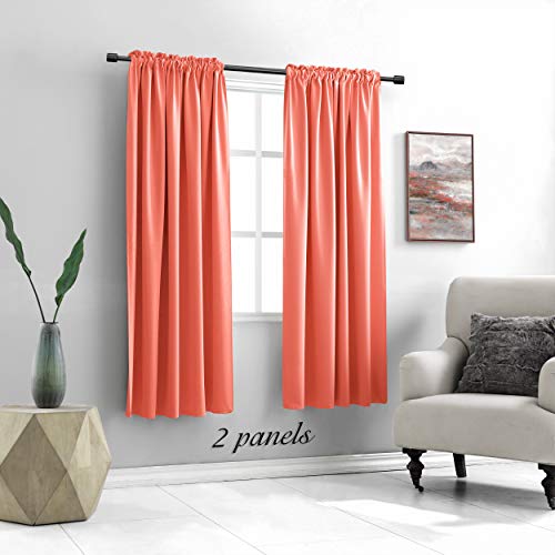 Image of DONREN Coral Blackout Curtain Panels with Rod Pocket - Room Darkening Thermal Insulated Curtains for Bedroom (52 W x 63 L Inch,2 Panels)
