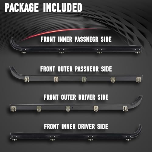 FOMIUZY Front Door Window Molding Sweep Felt Trim Seal Weather Stripping Kit Fit for Ford F150 F-150 F250 F350 Bronco 1987-1997 Replaces E7TZ1521452A E7TZ1521453A F2TZ1521456A F2TZ1521457A(4Pcs)