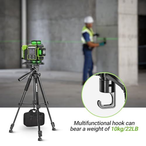 Image of Huepar Professional Laser Level Tripod, 60 Inch Adjustable Laser Level Stand, Suit for Heavy Duty Laser Levels, Point Lasers, Laser Distance Measures; 1 /4 inch & 5 /8 inch Thread Mount, Non-Slip Feet, TPD14B