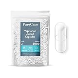 PureCaps USA - Empty Vegetarian Pill Capsules Size 2 | 2,000 Joined Pills| Clear| Non-GMO Certified | SLS, Gluten, Preservative Free