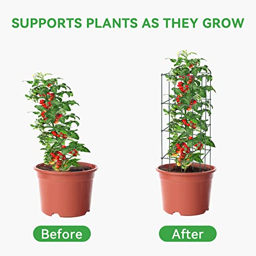 Growneer 3 Pack Square Tomato Cages For Garden, 39 Inches Heavy Duty Metal Folding Plant Support Stake Tower With 328Ft Twist Ties, Garden Trellis For Tomato Cucumber Eggplants Climbing Plants, Green #TOP3