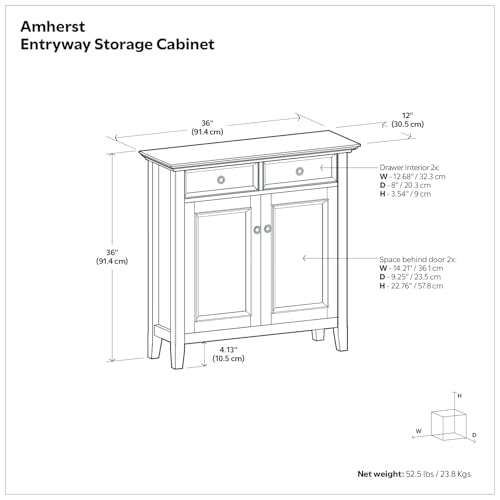 Image of SIMPLIHOME Amherst 36 inch Wide Storage Cabinet in Hickory Brown