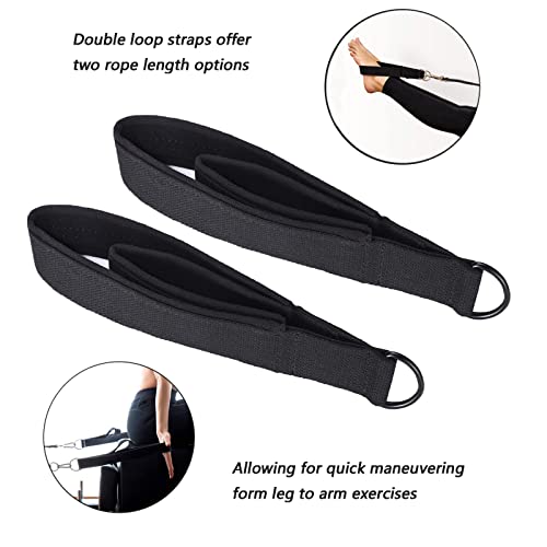 2Pcs Pilates Double Loop Straps Feet Fitness Equipment Straps Double Padded Pilates D-Ring Loops Yoga Double Loop Straps Handle Straps Pilates Reformer Accessories for Home Gym Workout - Image 5