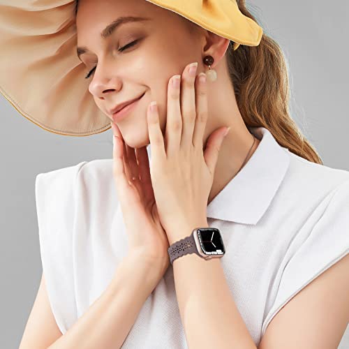 Image of Lace Silicone Bands Compatible with Apple Watch Bands for Women | Slim Thin Hollow-out Wristband for iWatch Series 11 10 9 Ultra 8 SE 7 6 5 4 3 2 1 38mm 40mm 41mm 42mm 44mm 45mm 46mm 49mm