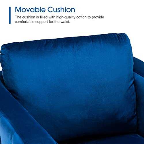 Mcombo Velvet Accent Club Chair, Upholstered Tufted Button Single Sofa Chair, With Silver Metal Legs, Modern Armchair For Living Room Bedroom 4066 (Blue) #TOP7