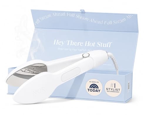 Nori Press Travel Steam Iron - Handheld Iron With Optional Steam Feature - No Ironing Board Required - Easy to Use w/ 6 Fabric Settings - Removes Wrinkles - User Manual Included -White