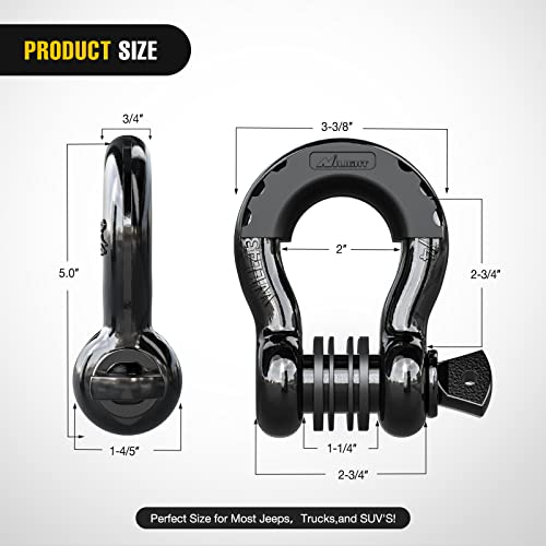 Image of Nilight - 90052B 2 Pack 3 /4 inch D-Ring Shackle 4.75 Ton (9500 Lbs) Capacity with 7 /8 inch Pin Heavy Duty Off Road Recovery Shackle with Isolators & Washer Kit for Jeep Truck Vehicle , Black