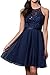 Produktbild Promgirl House Damen Reizvoll Schwarz Stickerei Traeger A-Linie Abendkleider Cocktail Ballkleider Lang-54 Dunkelblau Kurz