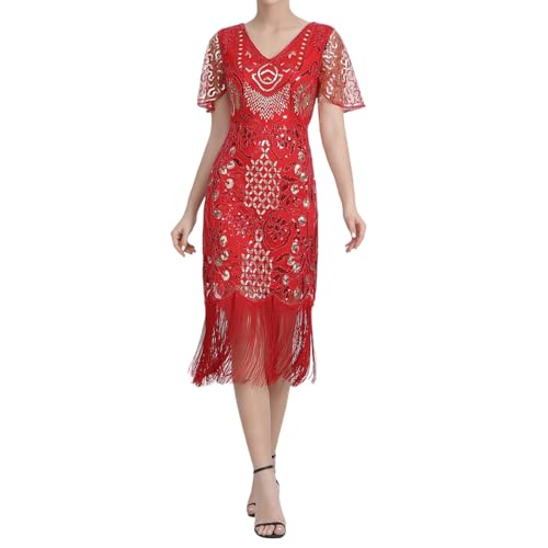 Robe de soirée Gatsby des années 1920 pour femme avec paillettes et perles