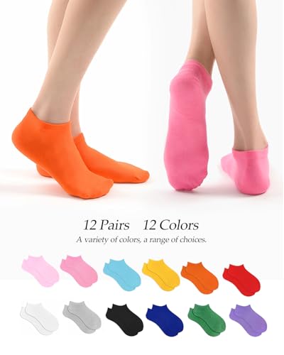 Colorful Thin Ankle Socks for Women, Soft Comfortable Breathable Short Athletic Womens Socks 12 Pairs3