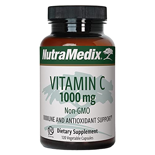 NutraMedix 1000mg Vitamin C - Vitamin C Supplement - Helps Support a Healthy Immune System, Inflammatory Response & Neutralize Free Radicals - Vegan, Non-GMO (120 Vegetarian Capsules)