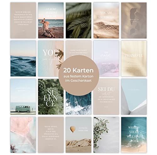 Foto von HEJ.CREATION 20 Postkarten im Set ● Kartenset mit Bildern, Sprüchen und Zitaten zum Thema Motivation, Achtsamkeit und Selbstliebe ● Grußkartenset Affirmationskarten Achtsamkeitskarten Freundschaft