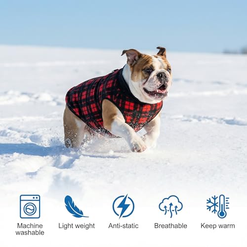 Image of Goaste 6 Pack Fleece Dog Sweaters, Turtleneck Dogs Sweatshirt with Leash Ring, Soft Winter Dogs Clothes, Plaid Dog Outfits Vest for Cats, Assorted Colors (Large)