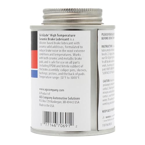 Image of AGS Automotive Solutions Ceramic-Glyde Silicone Brake Lubricant - 8oz Brush Top Can, Advanced Noise Reduction, Exceptional Brake Pad Protection, Reliable Performance (Pack of 2)