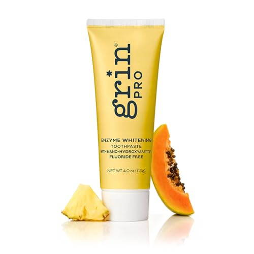 Grin Pro Enzyme Whitening with Nano Hydroxyapatite Toothpaste, Fluoride Free, Reduce Plaque Biofilms, Promoting Cleaner, Whiter Teeth, 113g Natural Ingredients New Zealand Manufactured