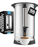 Zulay Commercial Coffee Maker, Coffee Urn 100 Cup, Large Coffee Percolator - 100 Cup Coffee Maker with Double-Wall Stainless Steel, Commercial Coffee Urn Quick Brew Tea Percolator for Events - Silver