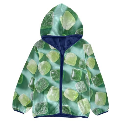 Green Jelly Candies Girls Fleece Jacket Girls Fall Jacket Girls Zip Up Hoodie Girls Sherpa Jacket 2-10T