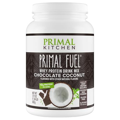 Primal Kitchen Primal Fuel Chocolate Coconut Whey Protein Powder, Gluten and Soy Free, 1.94 Pounds