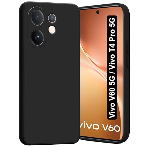 Image of SBMS Silicone Back Cover Case for Vivo V60 5G /V60e 5G /T4 Pro 5G | Soft Micro-Fibre Lining Inside | Camera Protection Bump | Shockproof Back Cover Case for Vivo V60 5G (Candy Cloth Black)