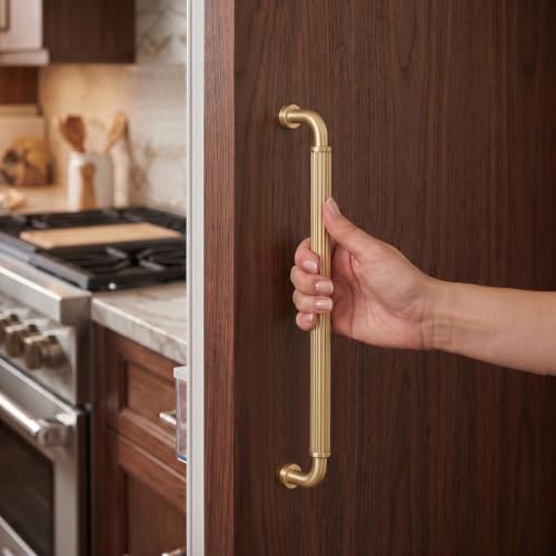 Image of Goo-Ki Champagne Bronze Cabinet Pulls Fluted 7 9 /16 in Hole Centers, 6 Pack