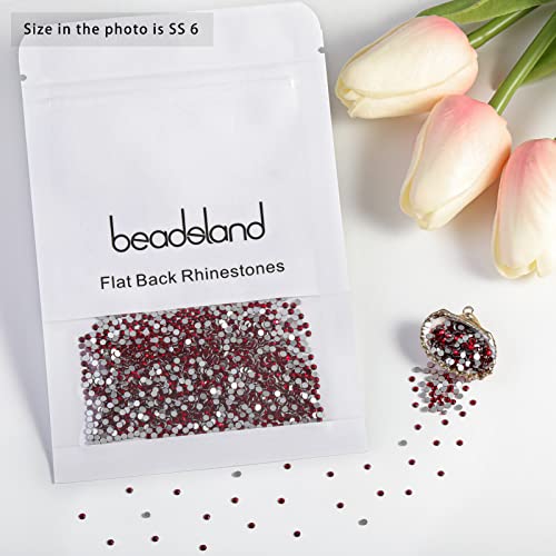 Image of Beadsland 2880pcs Flat Back Crystal Rhinestones Round Gems for Nail Art and Craft Glue Fix,Siam,SS6,1.9-2.1mm