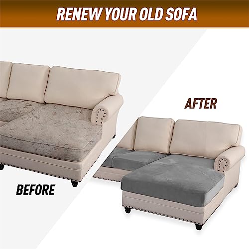 BXFUL Sofa-Sitzkissenbezüge, Sofakissen-Bezüge Stretch-Samt, Couchkissen-Bezüge Ersatz für individuelle Kissen mit elastischem Stoff (1-Sitzer,Dunkelgrau)