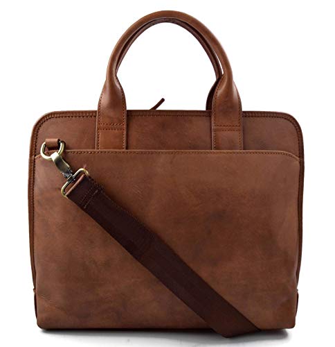 Sacoche femme homme messenger cuir marron pour iPad et ordinateur