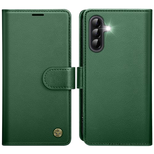 Housse Samsung A37 5G anti-piratage RFID et anti-chute en cuir vert